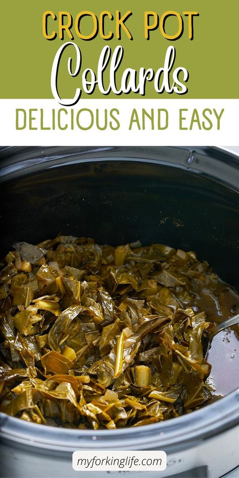 Slow Cooker Collard Greens, Crockpot Collard Greens, Easy Collard Greens Recipe, Crockpot Veggies, Southern Collard Greens, Slow Cooker Appetizers, Collard Greens Recipe, Autumn Side Dishes, Side Dishes For Chicken