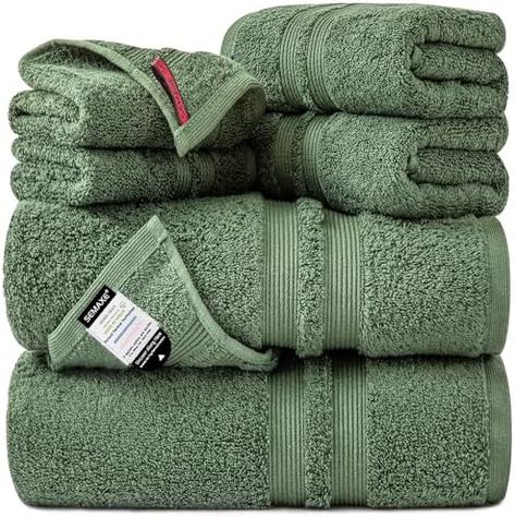 Amazon.com: SEMAXE Solid 6-Piece Towel Set, Green, 600GSM 100% Cotton, 2 Each of Bath Towel, Hand Towel, and Washcloths, Gift Box Packaging, Hanging Loop Design, Nano-Bio Lifecycle Label : Home & Kitchen Loop Design, Gift Box Packaging, Bath Towel Sets, Soft And Gentle, Cotton Towels, Pharmacy Gifts, Hand Towel, Bath Towel, Box Packaging