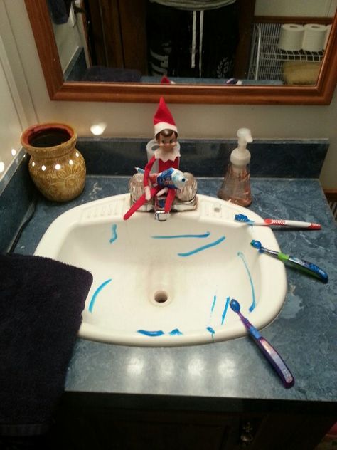 Elf making a mess with toothpaste! Elf Toothpaste Ideas, Elf Making A Mess, Elf On The Shelf Toothpaste, Youtube Ideas, Elf Ideas, Parenting 101, Shelf Ideas, Homecoming Proposal, Www Pinterest Com