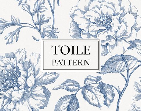 Flowers Wedding Bouquet, French Designs, Blue Png, Toile Pattern, Floral Toile, Peony Wedding, Digital Flowers, Flowers Wedding, French Design