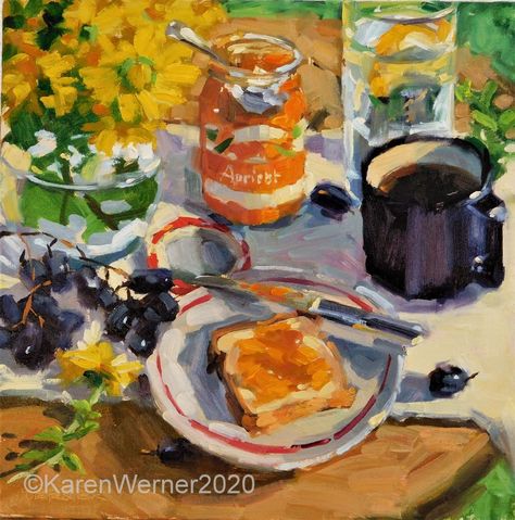 Toast Painting, Jam Toast, Western Paintings, Roman Art, Daily Paintworks, Fine Art Gallery, Still Life Painting, Natural Food, Middle Ages