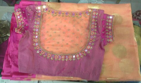 Kota saree with blouse mirror work 7702919644 Kota Saree Blouse Designs Latest, Mirror Blouse Designs Latest, Saree Blouses Designs, Blouse Mirror Work, Mirror Work Saree Blouse, Mirror Blouse Design, Netted Blouse Designs, Mirror Work Blouse Design, Net Blouse