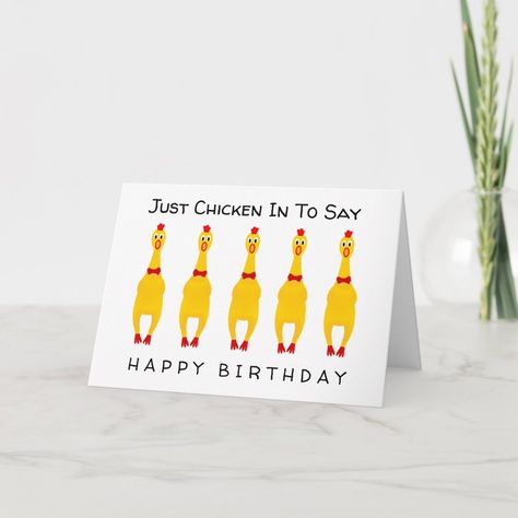 Chicken Birthday Cards, Happy Birthday Chicken, Water Colour Cards, Chicken Birthday, Birthday Card Puns, Birthday Puns, Boy Birthday Ideas, Chicken Illustration, Diy Birthday Cards