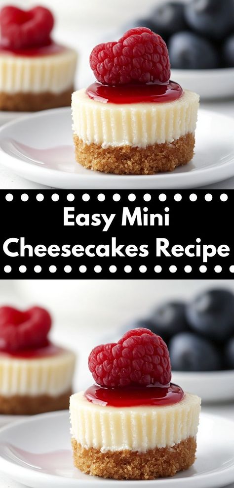 Mini Cheesecakes Raspberry, Easy Dessert Recipes Cheesecake, Easy Dessert Recipes With Fruit, Plain Mini Cheesecakes, Mini Snickerdoodle Cheesecake, Dessert Recipes Finger Food, Philadelphia Mini Cheesecake Recipes, Eggless Mini Cheesecake, Individual Baked Cheesecakes