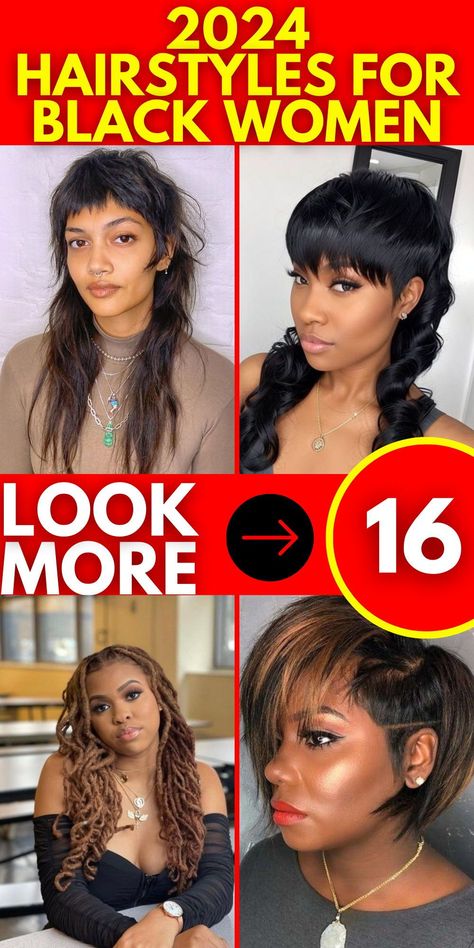 Hairstyles for black women in 2024 are all about embracing individuality and celebrating your natural beauty. Whether you prefer short, medium, or long hair, there's a style that suits your unique taste. Imagine rocking a trendy mullet or a chic curly hairstyle that showcases your personality. These versatile hairstyles can be worn in corporate settings or for casual occasions. Get ready to make a bold statement with your hair this year. Trending Hairstyles 2024 Black Women, 2024 Hairstyles For Black Women, 2024 Black Women Hairstyles, 2024 Black Hair Styles, 2024 Hair Trends For Black Women, Mullet Hairstyle Black Women, Black Women Mullet Hairstyles, 2024 Hair Trends For Women Short, 2024 Hairstyles For Women