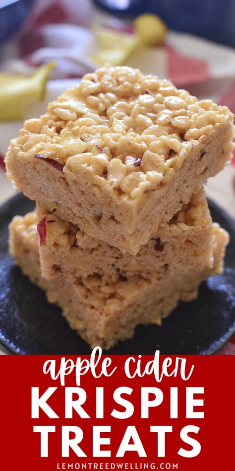 Apple Cider Rice Krispie Treats, Fall Rice Krispie Treats Ideas, Fall Rice Crispy Treats Ideas, Flavored Rice Krispie Treats, Fall Potluck Ideas For Work, Fall Rice Krispie Treats, Thanksgiving Rice Krispie Treats, Apple Rice Krispie Treats, Fall Bars