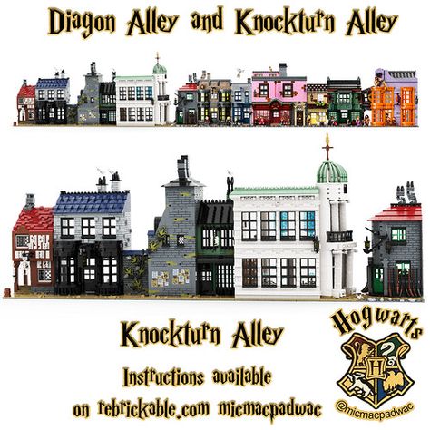 Diagon alley Knockturn instructions | custom instructions | Mic Mac | Flickr Lego Harry Potter Diagon Alley, Lego Diagon Alley Moc, Lego Harry Potter Moc, Harry Potter Diagon Alley, Hp Universe, Lego Hogwarts, Diagon Alley, Lego Diy, Lego Harry Potter