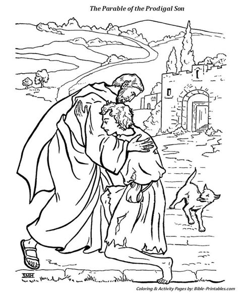 Prodigal Son Coloring Page, Prodigal Son Tattoo, Miracle Pictures, Prodigal Son Craft, Biblical Drawings, Jesus Parables, Parable Of The Prodigal Son, Bible Parables, Celtic Coloring