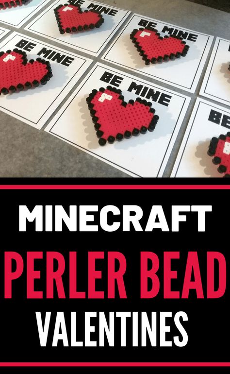 Easy to Make Minecraft Perler Bead Valentines – Krysanthe Perler Beads Valentines Day, Perler Beads Designs Easy, Easy Perler Beads, Perler Jewelry, Minecraft Valentines, Minecraft Beads, Make Craft, Melty Bead Patterns, Hama Beads Minecraft