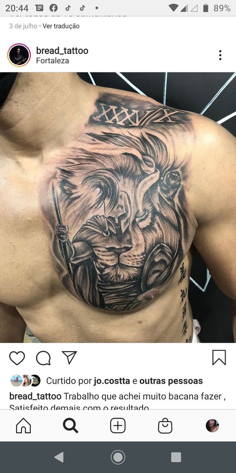 Best Lion Tattoos Men Chest, Gladiator Chest Tattoo Men, Lion On Chest Tattoo, Warrior Chest Tattoo For Men, Arm And Chest Tattoos For Men, Gladiator Chest Tattoo, Chest To Arm Tattoo Men, Lion Chest Tattoo Men Design, Pectoral Tattoo Men