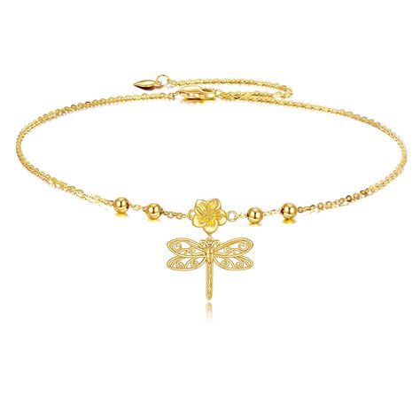 PRICES MAY VARY. ♥Dragonfly Ankle bracelets, high polished makes dragonfly ankle bracelets very shining,very danity and pretty, simple but elegant, this gold dragonfly anklets fits for any occasions and seasons, Great gifts for daughter, women, mom, wife,aunt,best friend, daughter ♥Dragonfly anklets jewelry use 58.5% pure gold (in real gold ),Which Makes it Not Easy to Break,Tarnish or Tangle.Stamped gold style, authenticity and quality approved.Great handmade polished,make the surface more smoo Flowers Single, Anklets Jewelry, Anklet Chain, Dragonfly Bracelet, Anklet For Women, Charm Anklet, Sterling Silver Anklet, Clover Earrings, Ball Bracelet