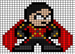 Teen Titans (New 52) - Red Robin (Tim Drake) Perler Bead Design Lego Watch, Bead Things, Bead Templates, Robin Tim Drake, Easy Perler Bead Patterns, Beads Patterns, Perler Bead Templates, Red Robin, New 52