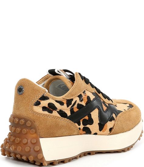 Steve Madden Campo-L Leopard Calf Hair Mixed Media Retro Sneakers | Dillard's Animal Print Sneakers Outfit, Leopard Print Shoes Outfit, Leopard Shoes Outfit, Leopard Print Nikes, Cute Running Shoes, Athletic Wear Fashion, Leopard Print Boots, Leopard Print Sneakers, Leopard Sneakers