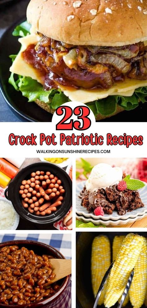 From mouth-watering pulled pork sandwiches to savory baked beans, these crock pot 4th of July recipes are sure to be a hit! Crock Pot Corn, Hot Dog Chili Sauce, Buffalo Chicken Dip Crock Pot, 4th Of July Recipes, Pulled Pork Sandwiches, Crock Pot Dips, Bbq Chicken Crockpot, Pulled Pork Sliders, Pork Sandwiches