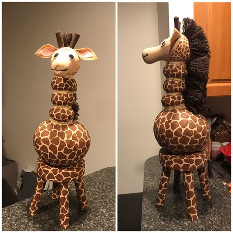 Over The Top Pumpkin Decorating Ideas, Giraffe Pumpkin Painting, Giraffe Pumpkin Decorating, Animal Pumpkins Decorating, Animal Themed Pumpkins, No Carve Pumpkin Contest, Animal Pumpkin Decorating, Painted Punkins, Llama Pumpkin