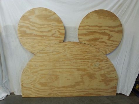 Headboard, Mickey mouse ears Wooden Outdoor Furniture Plans, Mickey Mouse Bed, Mickey Bedroom, Minnie Mouse Room Decor, Diy King Headboard, Mickey Mouse Bedding, Headboard Plan, Mickey Mouse Room, Minnie Mouse Bedroom