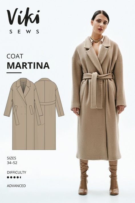 Coat Sewing Pattern, Coat Sewing, Coat Pattern Sewing, Langer Mantel, Classic Coats, Sewing Blogs, Coat Patterns, Oversized Coat, Wardrobe Basics