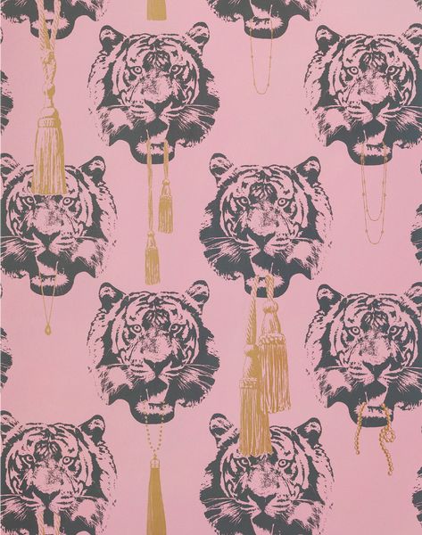 Coco Tiger, Pink – The Pattern Collective Tiger Furniture, Tiger Wallpaper, Couple Drawing, Dirty 30, Drawing Faces, Scandinavian Interior Design, More Wallpaper, Bathroom Art, Scandinavian Interior