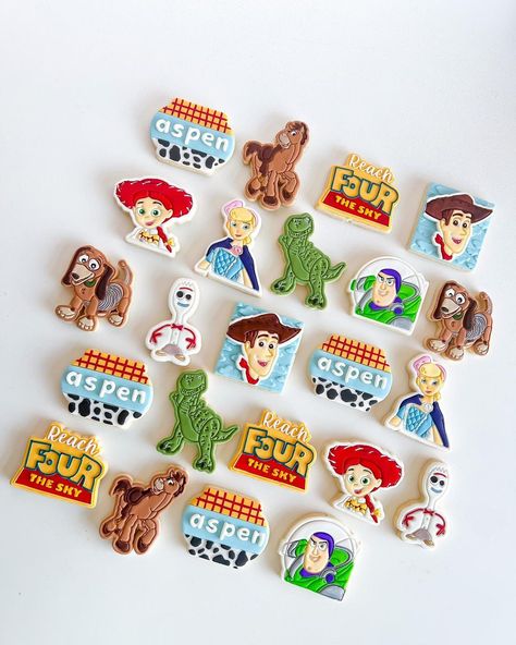 Aspen’s Reach FOUR the sky… | Instagram Reach For The Sky Birthday, Reach Four The Sky Birthday Party, Reach Four The Sky Birthday Toy Story, Reach 4 The Sky Birthday Toy Story, Reach Four The Sky Birthday, Toy Story Cookies, Toy Story Theme, 4 Birthday, Story Birthday