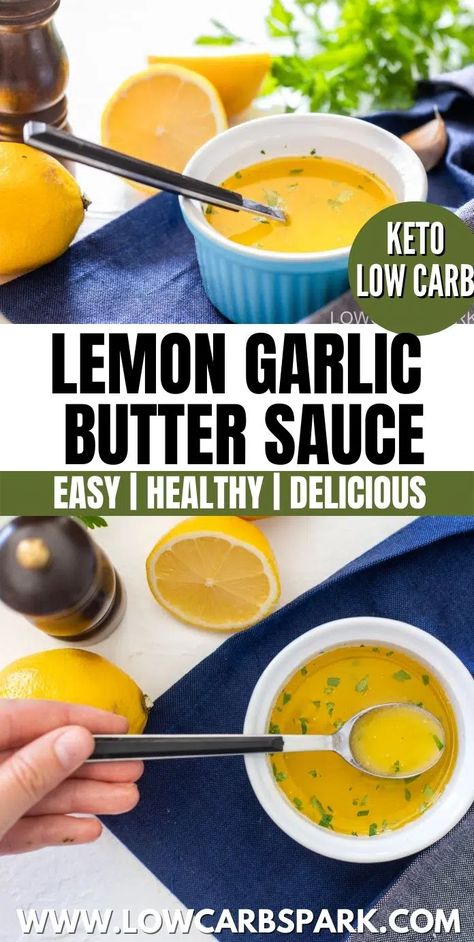 Lemon Sauce For Fish, Keto Dips, Flavored Butter Recipes, Lemon Garlic Butter Sauce, Lemon Garlic Sauce, Lime Butter, Sauce For Salmon, Homemade Condiments, Flavored Butter