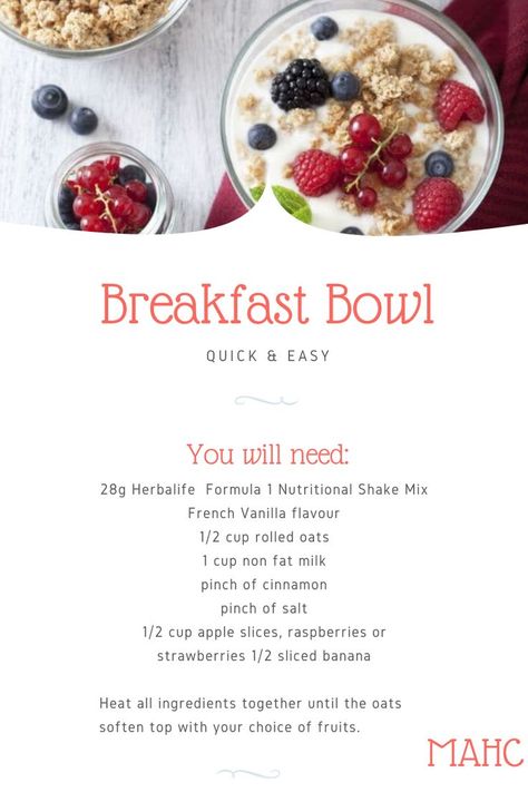 Herbalife Smoothie Bowl Recipes, Herbalife Parfait, Herbalife Parfait Recipes, Herbalife Recipes Snacks, 1700 Calorie Meal Plan, Herbalife Breakfast, Herbalife Snacks, Herbalife Shop, Club Drinks