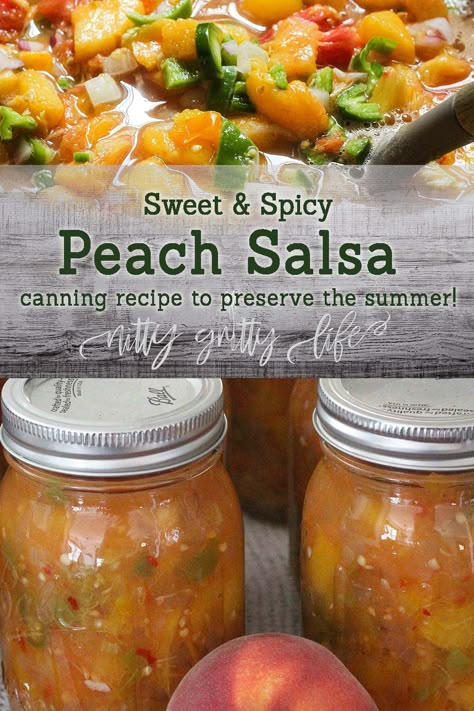 Spicy Peach Salsa, Salsa Recipe For Canning, Peach Salsa Recipe, Canned Salsa Recipes, Peach Salsa Recipes, Salsa Canning Recipes, Canning Peaches, Canning Salsa, Unique Dinner