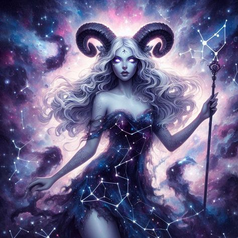 Aries Art Goddesses, Capricorn Witch, Art Goddesses, Cosmic Witch, Fantasy Fairies, Fairy Goddess, Aries Art, Capricorn Season, Fairies Elves