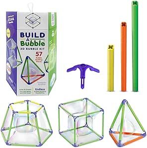 Build A Bubble Montessori 3D Bubble Maker Kit for Kids 8 & Up – Fun-Filled, Easy-to-Use 57-Piece STEM Building Toys Kit– Indoor Educational STEAM Bubble Toys That Help with Your Child's Development 3d Geometric Shapes, Steam Toys, Hexagon Box, Bubble Wand, Bubble Maker, Math Toys, Kids Bubbles, Stem Kits, Bubble Wands