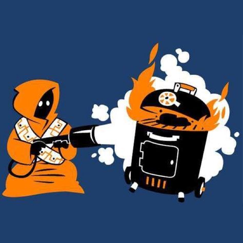 Star Wars and BBQ... Star Wars Jawa, Star Wars Illustration, Tusken Raider, Star Wars Tshirt, Star Wars Pictures, Star Wars Humor, Obi Wan, Star Wars Universe, Star Wars Art