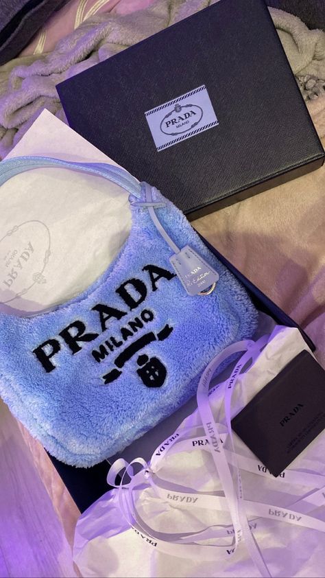 Prada Terry Mini Bag, purse inspo, bag collection, gift unboxing, girly aesthetic, fluffy bags, purse aesthetic 💗 (for aesthetic purposes only, not selling it. pls credit me for use of this pic) Prada Fluffy Bag, Prada Terry Bag, Gift Unboxing, Prada Bag Aesthetic, Prada 2000, Fluffy Bags, Aesthetic Shoulder Bag, Prada Gifts, Purse Aesthetic