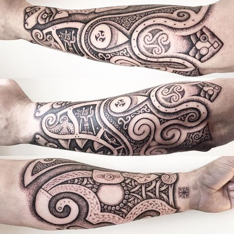 Celtic Sleeve Tattoos, Celtic Tattoos For Men, Pagan Tattoo, Celtic Tattoo Designs, Scandinavian Tattoo, Viking Tattoo Sleeve, Forearm Band Tattoos, Irish Tattoos, Rune Tattoo