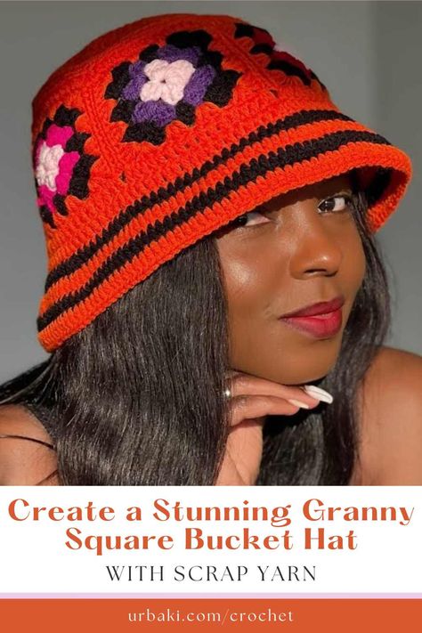 Get ready to fall in love with the crochet accessory that will soon become your absolute favorite: the granny square bucket hat! This timeless and versatile hat is not only a fashion statement but also a joy to create. With its intricate yet easy-to-follow design, this crochet project is perfect for both beginners and seasoned crafters alike. Imagine spending a leisurely afternoon with your favorite scrap yarn, surrounded by the soothing rhythm of your crochet hook.... Crochet Granny Square Bucket Hat Pattern, Crochet Granny Square Hat Free Pattern, Granny Square Bucket Hat Pattern Free, Granny Square Hat Pattern Free, Granny Square Bucket Hat Pattern, Crochet Bucket Hat Free Pattern, Bucket Hat Pattern Free, Free Crochet Granny Square, Square Hat