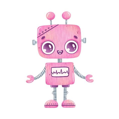 Robot Illustration Design, Cute Robot Drawing, Cute Robot Art, Robot Clipart, Valentines Robots, Robots Artworks, Robot Tattoo, Robot Painting, Robot Design Sketch