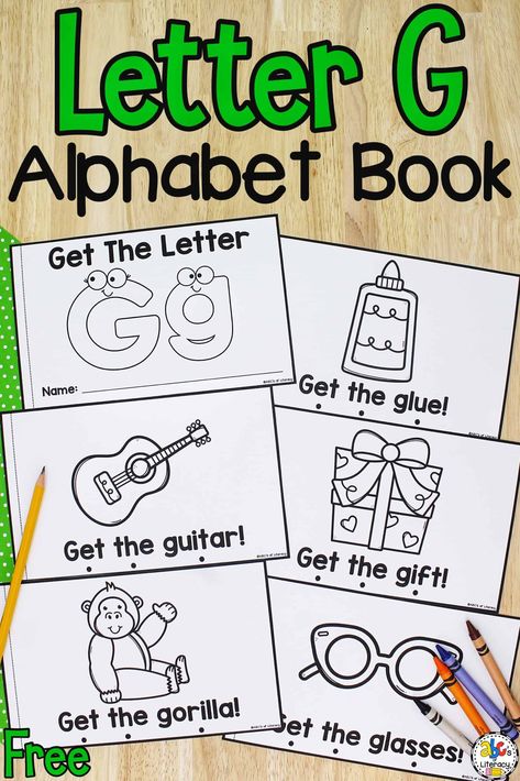 This Letter G Book is a fun way for your preschoolers to practice letter recognition, review concepts of print, and identify sight words. It’s a simple activity to use with your whole class, small groups, or individual students. You can send these books home for your students to read with their families too. Click on the picture to get the free printable letter book and look for the alphabet books for each letter! #alphabetbook #preschool #letterbook #alphabetbookforeachletter #prereading Letter G For Kindergarten, Letter G Books For Preschool, Letter G Lesson Plans For Preschool, Letter G Kindergarten Activities, Letter Booklets Free Printable, Lowercase G Craft, Letter Books Preschool Free Printable, Letter G Activities For Kindergarten, G Preschool Activities