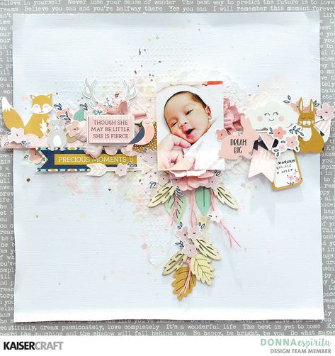 Donnabelle's Gallery: Precious Moments Mini Template, Kaisercraft Scrapbooking, Kaisercraft Layouts, Pink Scrapbook, Baby Scrapbook Pages, Scrapbooking Layouts Baby, Baby Layouts, Scrap Page, Scrapbook Design