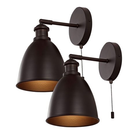 JONATHAN Y Hudson Industrial Rustic 6.5-in W 1-Light Oil Rubbed Bronze Farmhouse LED Wall Sconce in the Wall Sconces department at Lowes.com Oil Rubbed Bronze Lighting, Black Sconces, Coastal Interior, Iron Wall Sconces, Indoor Wall Sconces, Coastal Interiors, Modern Fan, Modern Traditional, Iron Wall