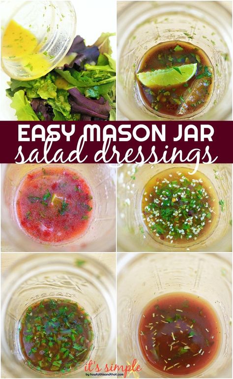 Homemade Dressing Recipes, Easy Vinaigrette, Vinaigrette Recipes Easy, Homemade Dressing Recipe, Mason Jar Salads, Salad Jar Recipe, Jar Salads, Jar Salad, Mason Jar Salad Recipes