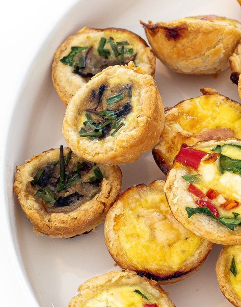 Mini Quiche Recipe (3 Ways!) - Chef Savvy Mini Quiche Recipe, Mini Quiche Recipes, Chef Savvy, Buttery Pie Crust, Quiche Recipe, Mini Quiche, Pie Dough, Quiche Recipes, Feeding A Crowd