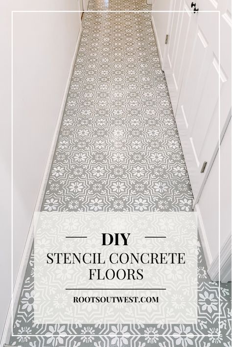 Stenciled Tile, Stenciled Tile Floor, Stenciled Concrete, Stenciled Concrete Floor, Stencil Concrete, Garden Patios, Paint Tile, Tile Stencils, Faux Tiles