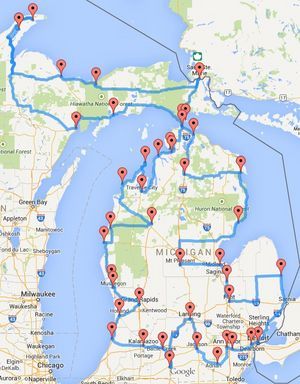 'Pure Michigan' road trip hits 43 of the state's best spots, start planning your trip | MLive.com Michigan Bucket List, Michigan Adventures, Michigan Road Trip, Road Trip Map, Michigan Wolverines Football, Michigan Vacations, Michigan Travel, State Of Michigan, Good Year