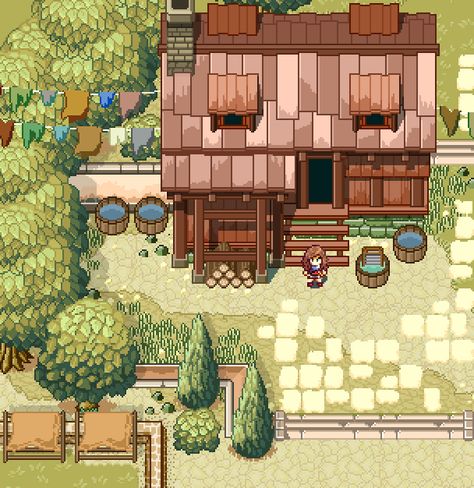 Pixel Art House, Top Down Pixel Art, Rust Game, Pixel Art Landscape, Piskel Art, Game Graphics, Pixel Art Background, Pixel Art Tutorial, Pixel Game