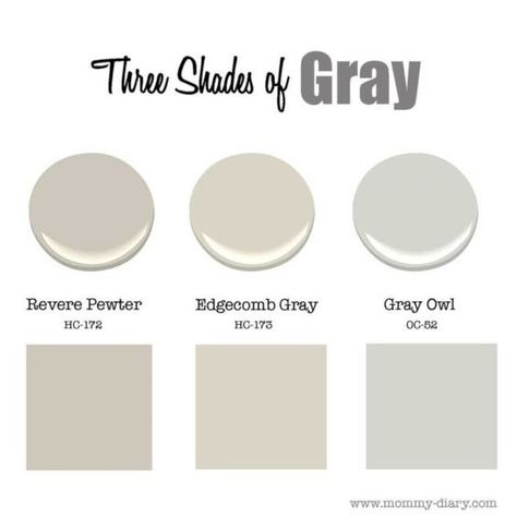 Revere Pewter or Edgecomb Gray: Gray and Greige Wall Inspirations | Mommy Diary Greige Walls, Best Gray Paint, Best Gray Paint Color, Revere Pewter Benjamin Moore, Edgecomb Gray, Interior Paint Colors Schemes, Farmhouse Paint Colors, Farmhouse Paint, Revere Pewter