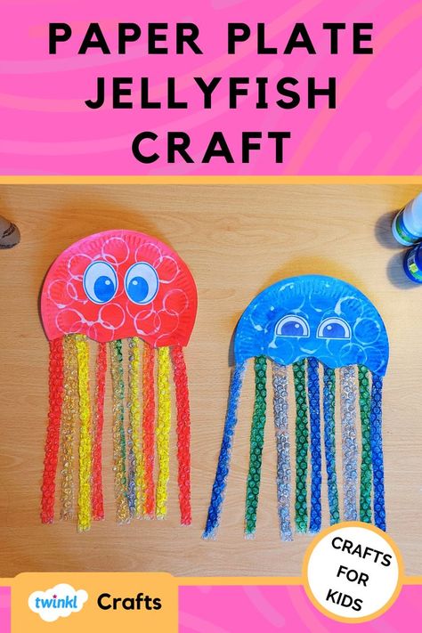 Sea Creatures Crafts, Under The Sea Creatures, Paper Plate Jellyfish, Earth Day Craft, Bloom Book, Colorful Jellyfish, Jellyfish Craft, Earth Day Crafts, Sea Crafts