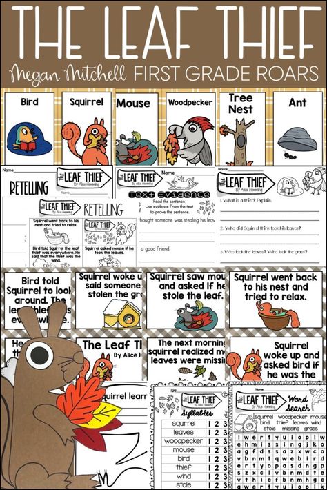 The Leaf Thief activities Leaf Thief Book Activities, The Leaf Theif Craft, The Leaf Thief Activities, Fall Picture Books, The Leaf Thief, Story Elements Posters, Fall Reading Comprehension, Homeschool Themes, Fall Preschool Activities