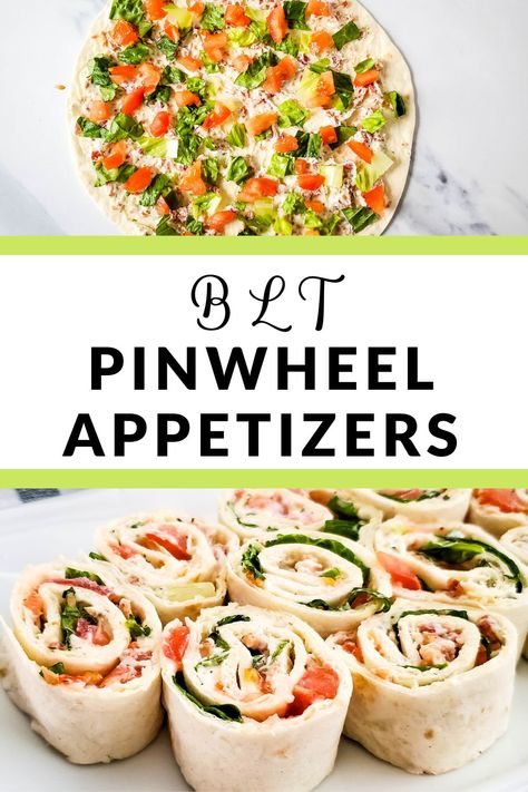 Make BLT Pinwheels for your next party or potluck! These delicious bacon and cream cheese pinwheels are such an easy appetizer recipe. Blt Pinwheels Roll Ups, Cold Pinwheel Recipes, Best Pinwheel Appetizers, Club Pinwheels, Blt Pinwheels, Pinwheel Appetizers Cream Cheese, Bacon Pinwheels, Boat Meals, Fancy Apps