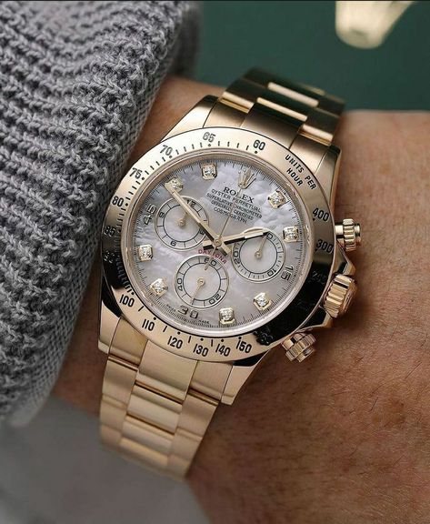 Pearl Watch, Gold Rolex, Coffee Pictures, Amazing Watches, Rolex Daytona, Mens Gold, Diamond Set, Luxury Watches, Rolex Watches