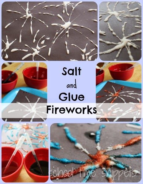 Make fireworks by putting a unique Red, White, and Blue twist on the classic salt and glue art activity. Bonfire Crafts For Kids, Bonfire Night Crafts, Bonfire Night Activities, Fireworks Craft For Kids, 4th Of July Craft, Diwali Fireworks, Firework Painting, Diwali Activities, Motor Art