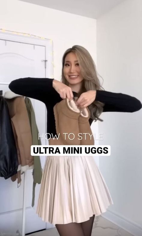 Ultra Mini Uggs Outfit Skirt, Ultra Mini Uggs Outfit, Mini Uggs Outfit, Ultra Mini Uggs, Mini Uggs, Ugg Ultra Mini, Ugg Mini, Tan Booties, Thermal Sweater