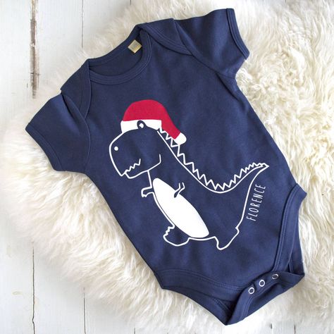 Christmas Onsies, Christmas Babygrow, Newborn Christmas Gifts, Personalized Christmas Decor, Personalized Gifts For Him, Christmas Dinosaur, Cricut Baby, Christmas Vinyl, Custom Baby Gifts