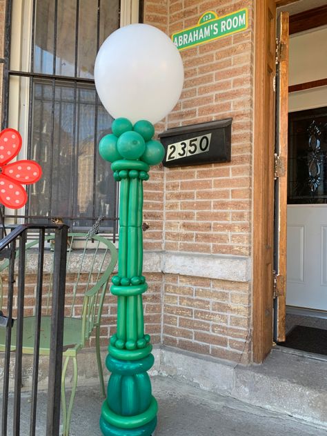 Diy Sesame Street Lamp Post, Sesame Street Lamp Post, Street Lamp Post, Backyard Birthday Parties, Backyard Birthday, Light Post, Sesame Street Birthday Party, Birthday Inspo, Sesame Street Birthday